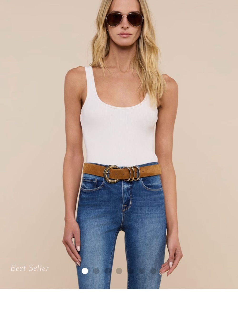 L'AGENCE White Ribbed Scoop-Neck Bodysuit